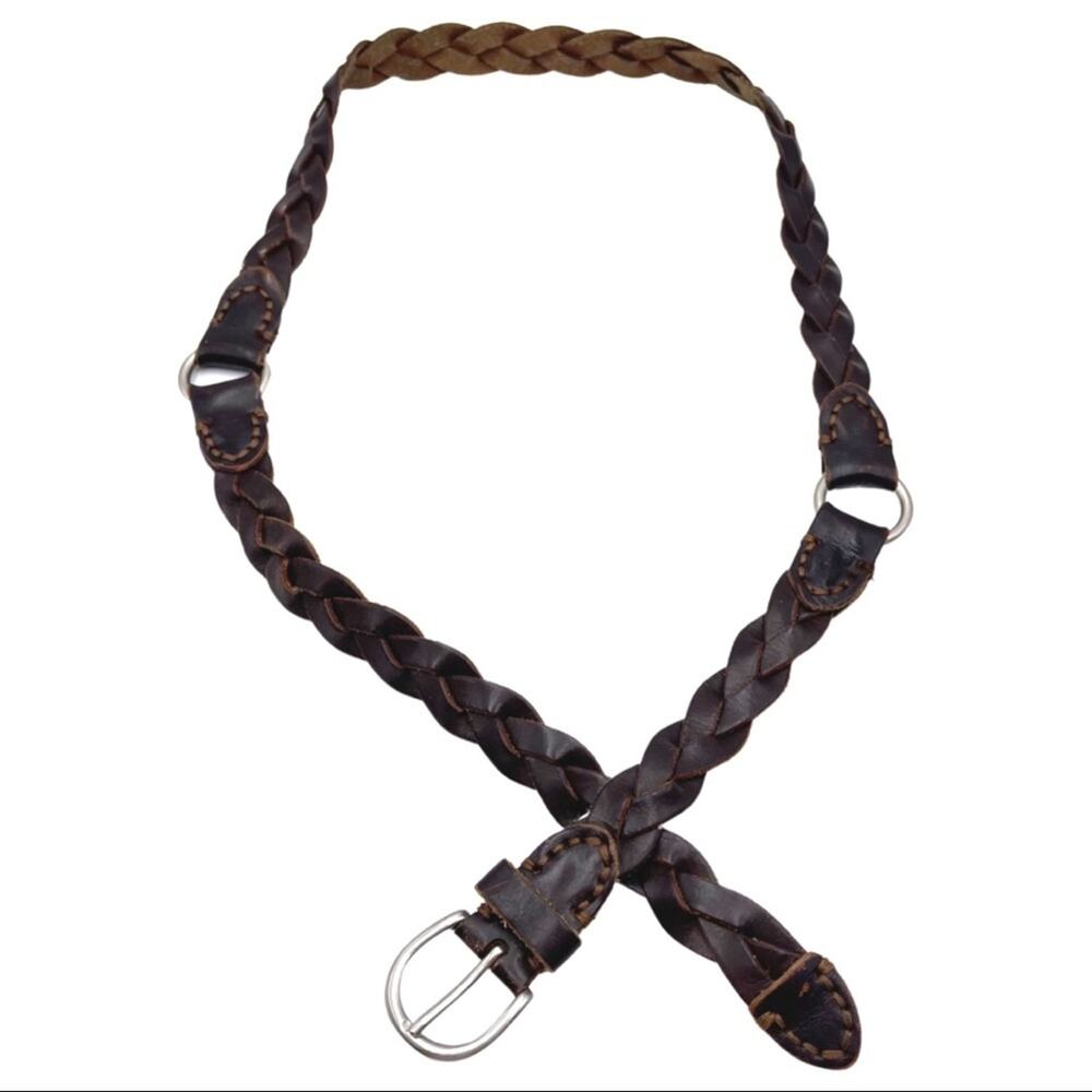 AMERICAN EAGLE OUTFITTERS braided brown leather belt 42" long